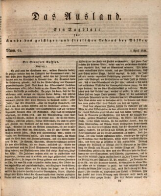 Das Ausland Freitag 1. April 1831