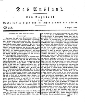Das Ausland Sonntag 5. August 1832