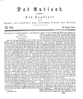Das Ausland Mittwoch 29. August 1832