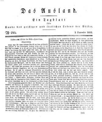 Das Ausland Samstag 1. September 1832
