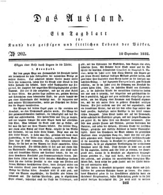 Das Ausland Dienstag 18. September 1832