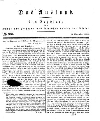 Das Ausland Sonntag 11. November 1832