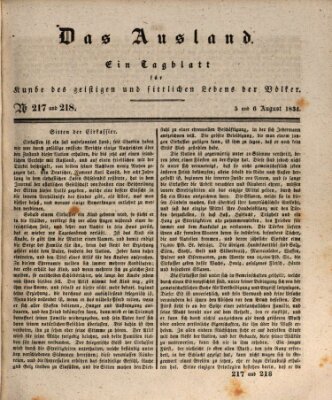 Das Ausland Mittwoch 6. August 1834