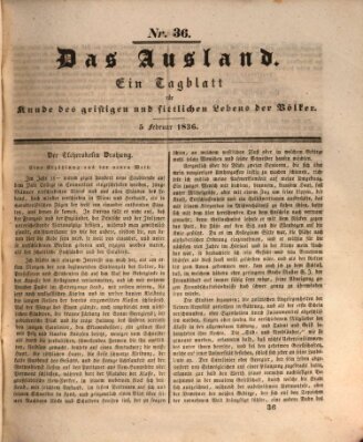 Das Ausland Freitag 5. Februar 1836