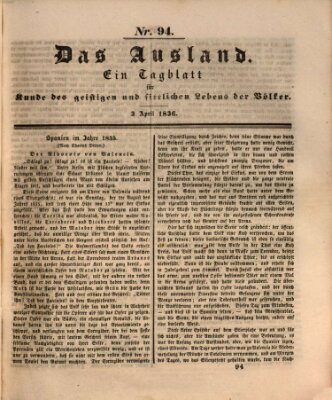 Das Ausland Sonntag 3. April 1836