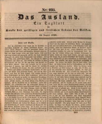 Das Ausland Montag 22. August 1836