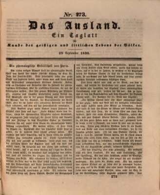 Das Ausland Donnerstag 29. September 1836