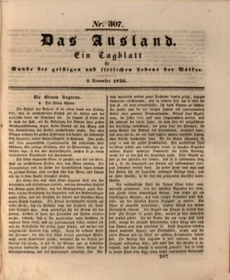 Das Ausland Mittwoch 2. November 1836