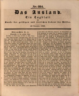 Das Ausland Dienstag 29. November 1836