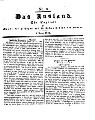 Das Ausland Sonntag 6. Januar 1839