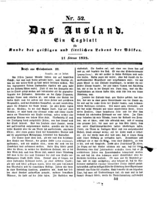 Das Ausland Donnerstag 21. Februar 1839