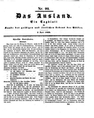 Das Ausland Dienstag 2. April 1839