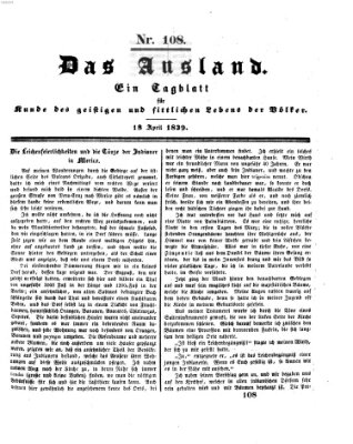 Das Ausland Donnerstag 18. April 1839