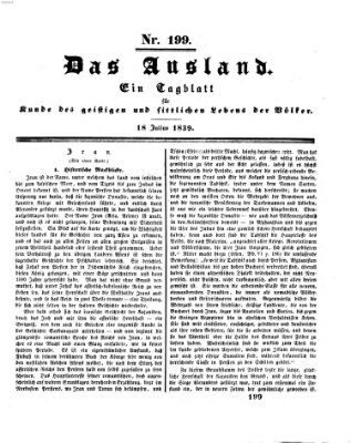 Das Ausland Donnerstag 18. Juli 1839
