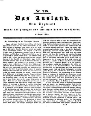 Das Ausland Dienstag 6. August 1839