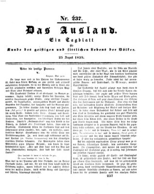 Das Ausland Sonntag 25. August 1839