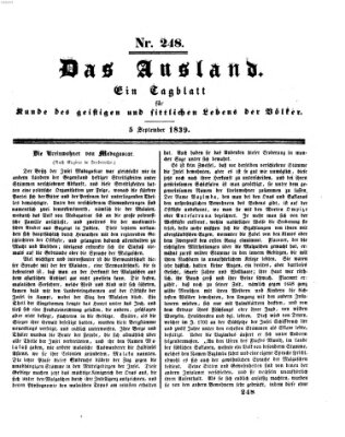 Das Ausland Donnerstag 5. September 1839