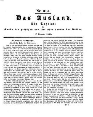 Das Ausland Sonntag 10. November 1839