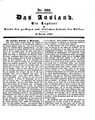Das Ausland Freitag 29. November 1839