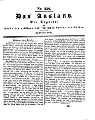 Das Ausland Sonntag 22. Dezember 1839