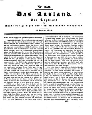 Das Ausland Mittwoch 25. Dezember 1839