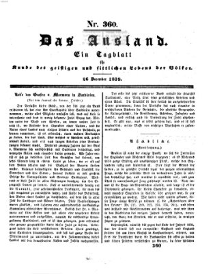 Das Ausland Donnerstag 26. Dezember 1839