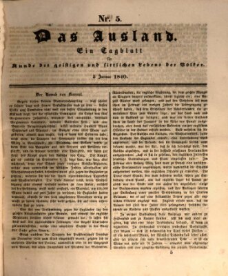 Das Ausland Sonntag 5. Januar 1840