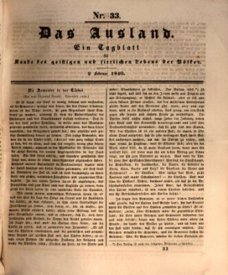 Das Ausland Sonntag 2. Februar 1840