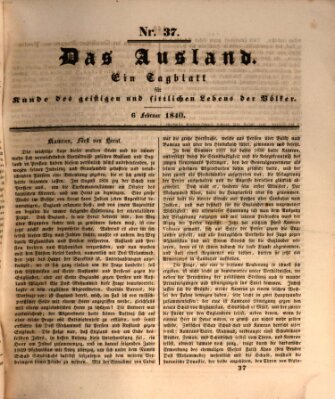 Das Ausland Donnerstag 6. Februar 1840
