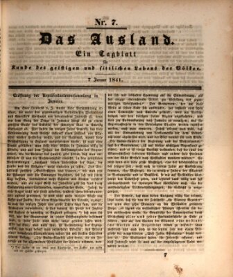 Das Ausland Donnerstag 7. Januar 1841