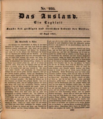 Das Ausland Montag 23. August 1841