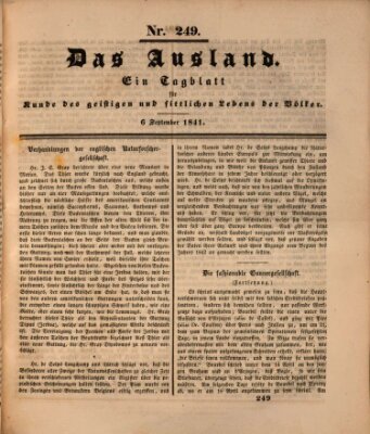 Das Ausland Montag 6. September 1841