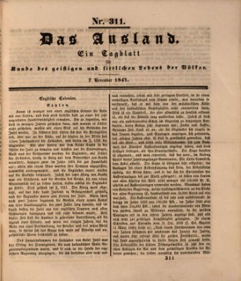 Das Ausland Sonntag 7. November 1841