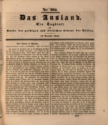 Das Ausland Donnerstag 18. November 1841