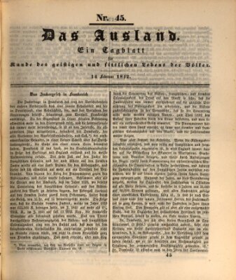 Das Ausland Montag 14. Februar 1842