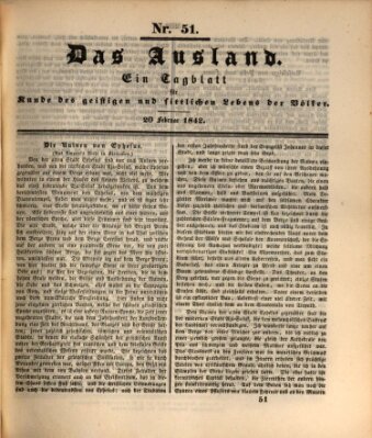 Das Ausland Sonntag 20. Februar 1842