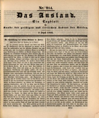 Das Ausland Dienstag 2. August 1842