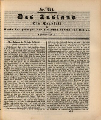 Das Ausland Donnerstag 8. September 1842