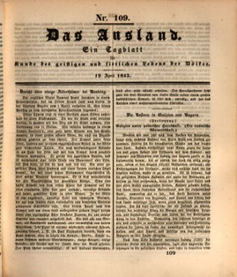 Das Ausland Mittwoch 19. April 1843