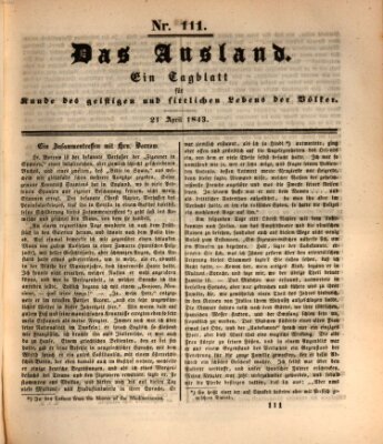 Das Ausland Freitag 21. April 1843