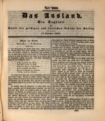 Das Ausland Sonntag 17. September 1843