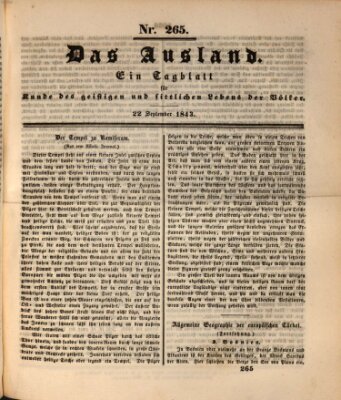 Das Ausland Freitag 22. September 1843