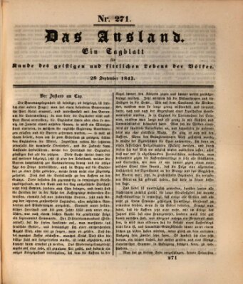 Das Ausland Donnerstag 28. September 1843