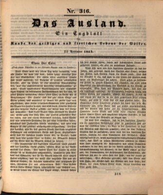 Das Ausland Sonntag 12. November 1843