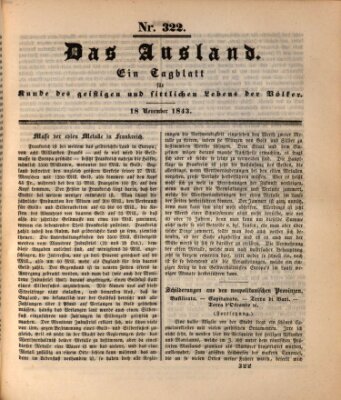 Das Ausland Samstag 18. November 1843