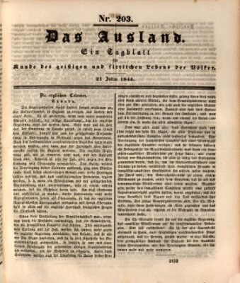 Das Ausland Sonntag 21. Juli 1844