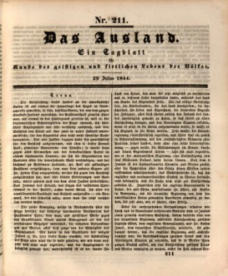 Das Ausland Montag 29. Juli 1844