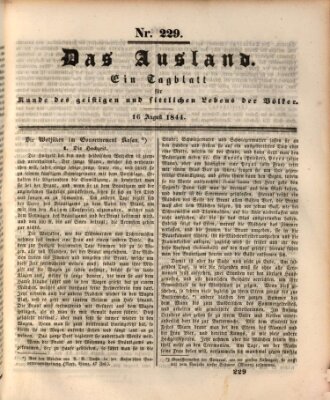 Das Ausland Freitag 16. August 1844