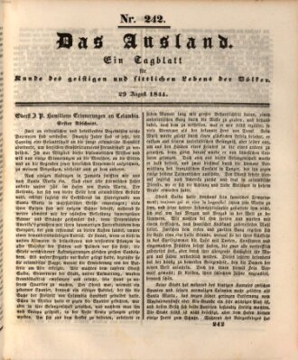 Das Ausland Donnerstag 29. August 1844