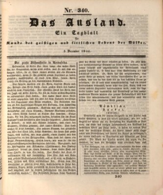 Das Ausland Donnerstag 5. Dezember 1844